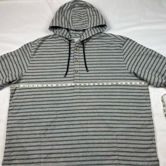 Madda Fella Mens Castaway Beach Hoodie 2XL Striped Henley Grey EUC C1 - Picture 6 of 7